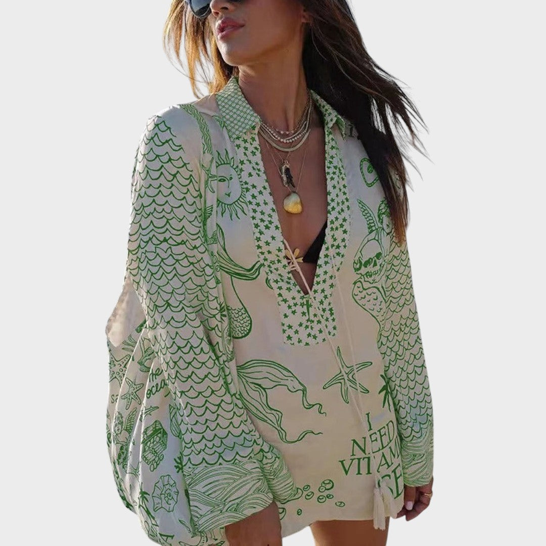 Arial | Conjunto de Camisa Y Pantalones Cortos Con Cullo En V