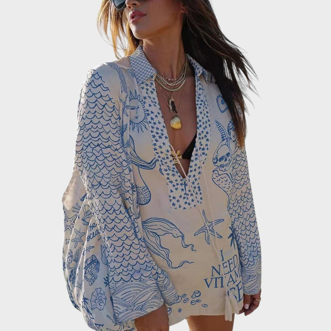 Arial | Conjunto de Camisa Y Pantalones Cortos Con Cullo En V