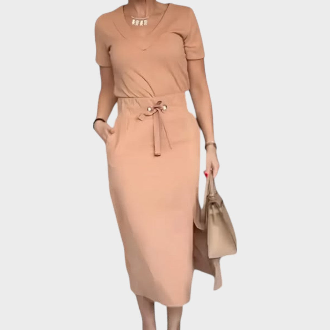 Aria | Elegante Top Con Escote En V Y Falda