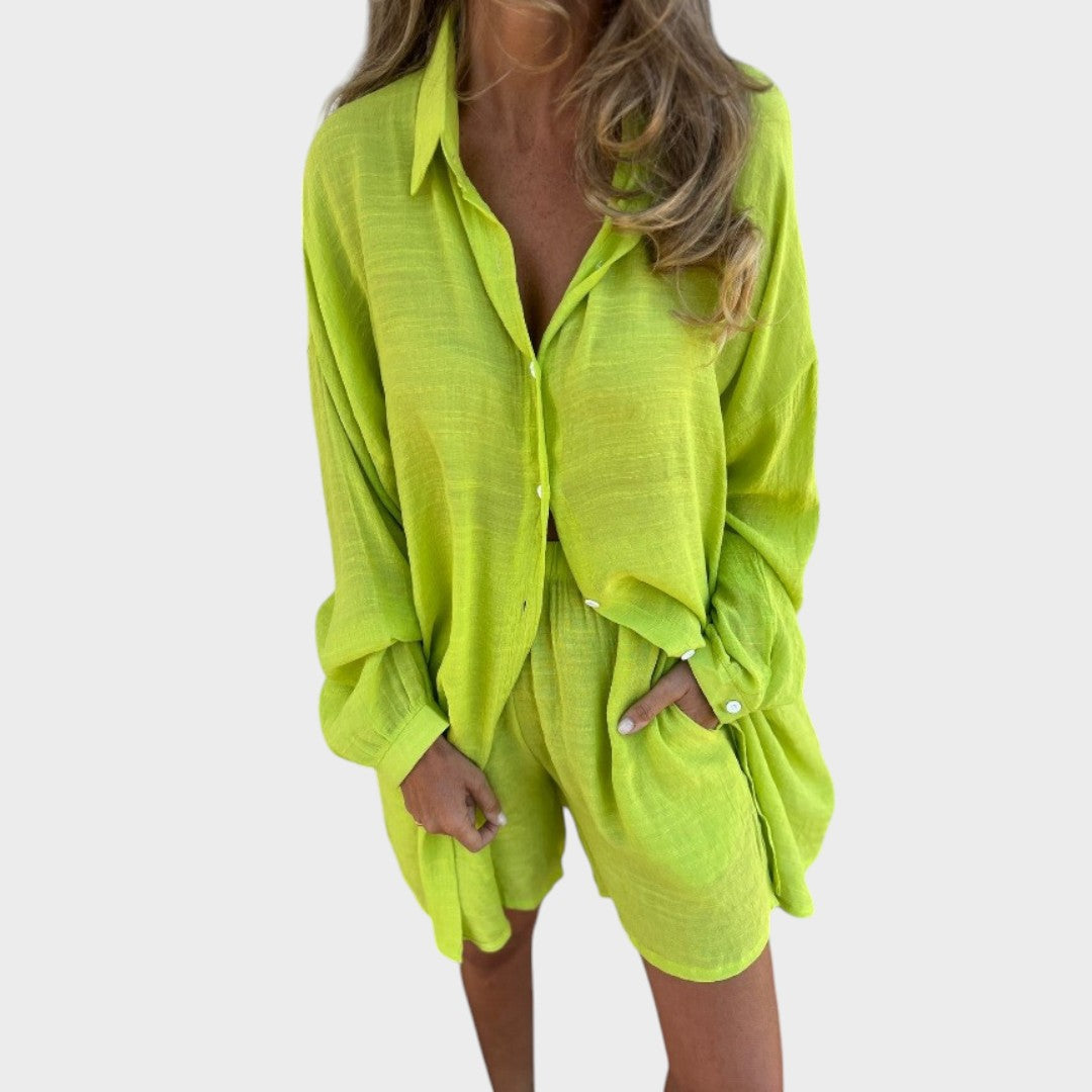 Nora | Conjunto de camisa y pantalón corto de lino