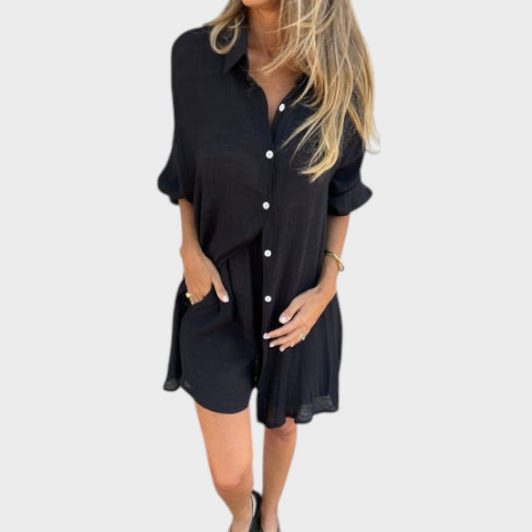 Nora | Conjunto de camisa y pantalón corto de lino