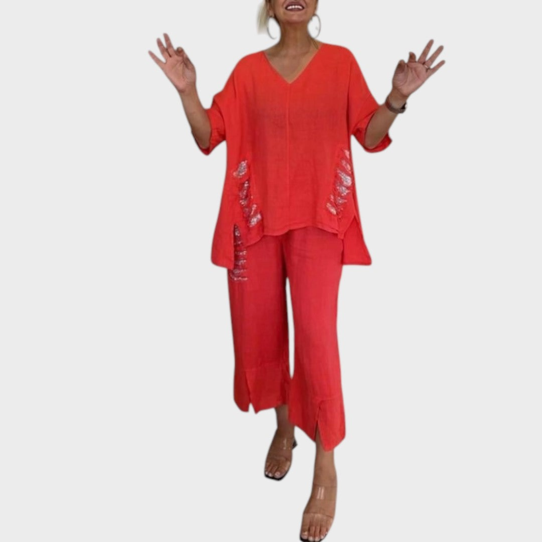 Bianca | Conjunto De Dos Piezas De Algodón Y Lino