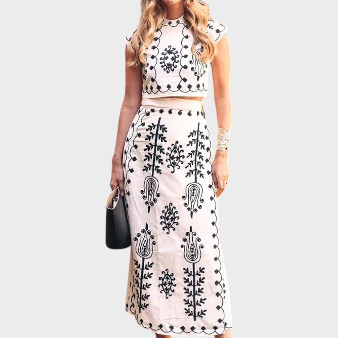 Duna | Conjunto de lino bordado