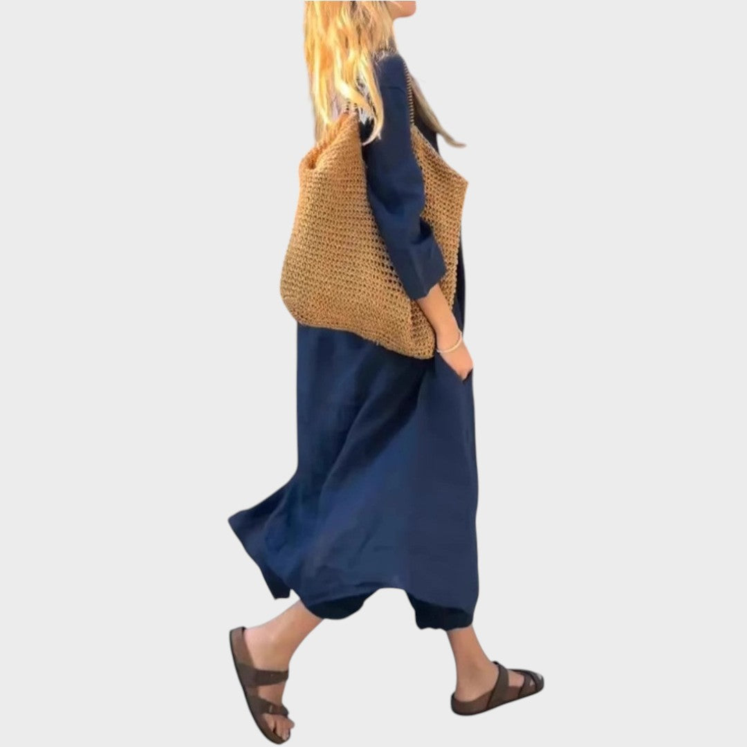 Solura | Conjunto De Dos Piezas De Algodón Con Line En V