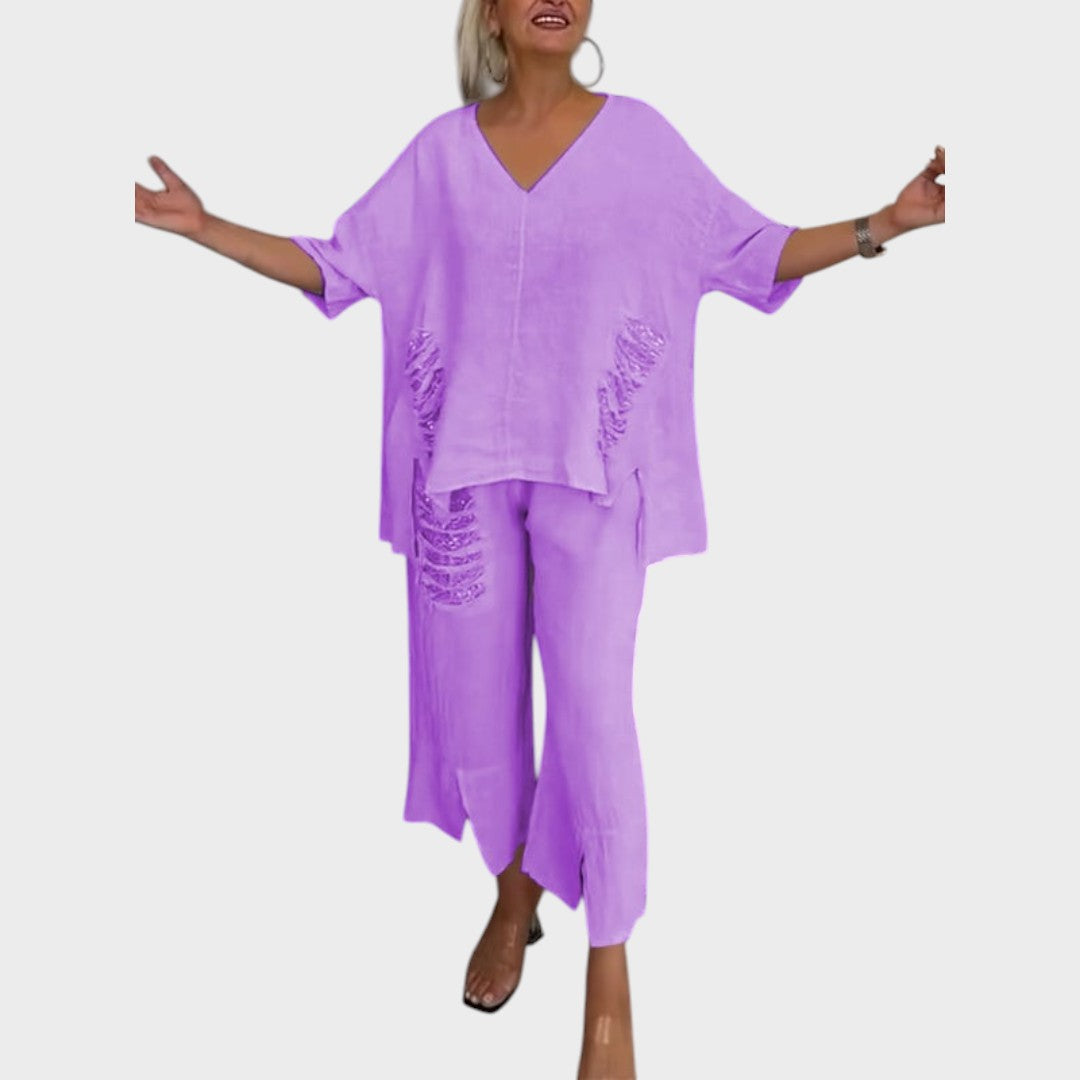 Bianca | Conjunto De Dos Piezas De Algodón Y Lino