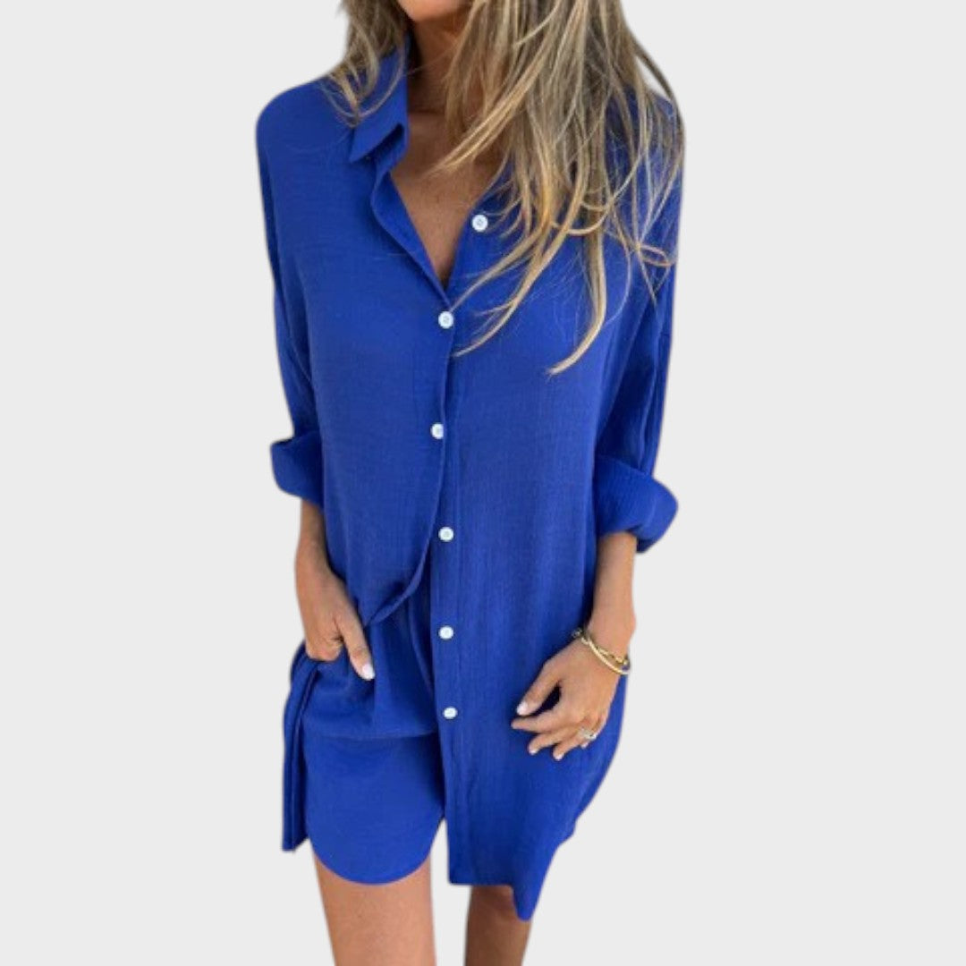 Nora | Conjunto de camisa y pantalón corto de lino