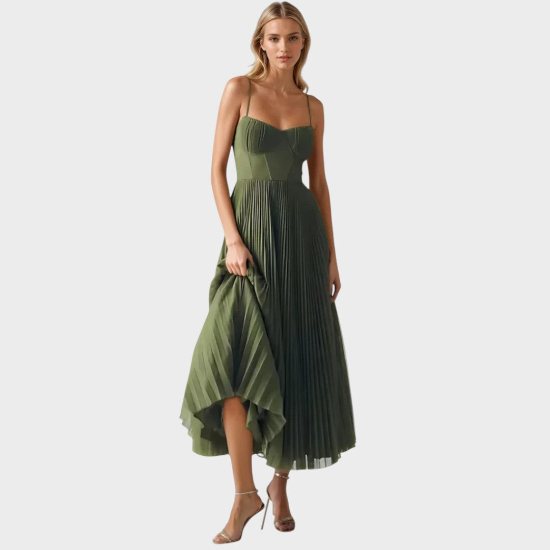 Amilia | Vestido Midi Flare Plisado