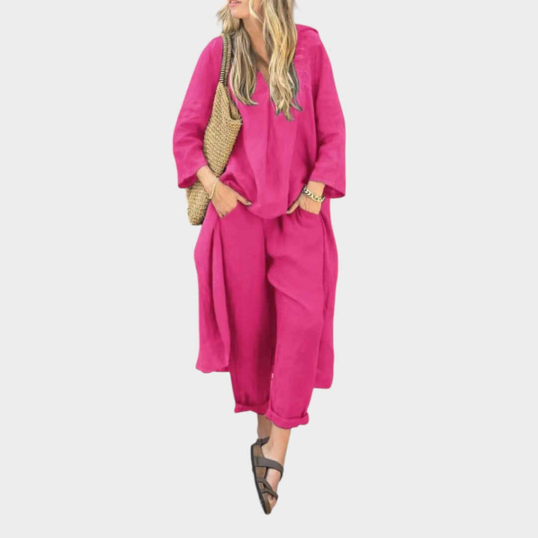 Solura | Conjunto De Dos Piezas De Algodón Con Line En V